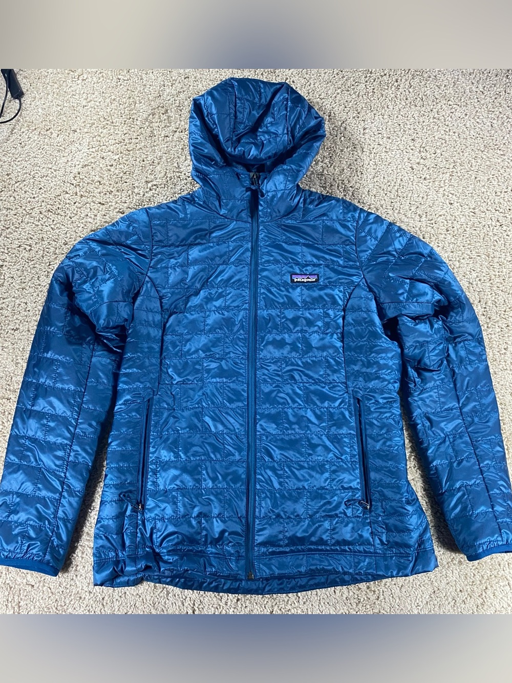 Patagonia Women's Nano Puff Hoodie Blue Large Gorpcore Outdoors